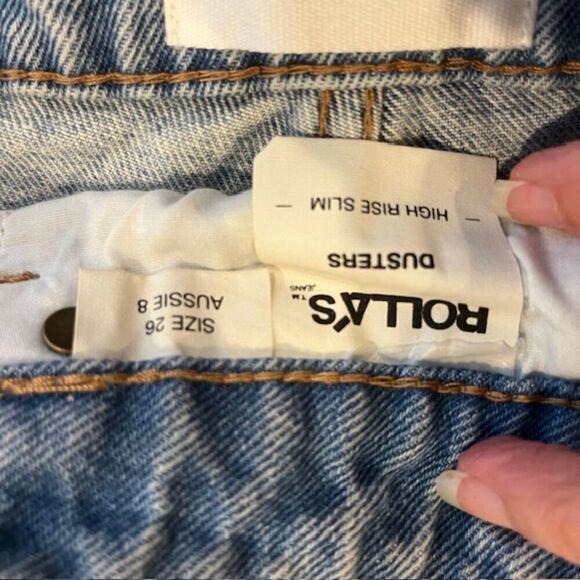 NWT Rolla's Dusters High Rise Slim Short Shorts Blue Denim Distressed Size 27 - Picture 8 of 12
